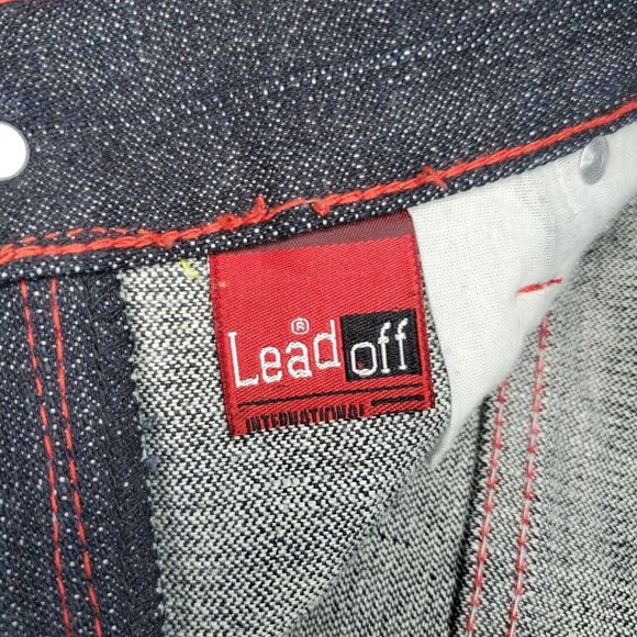 International LeadOff Men Designer Jeans Red Skull And Design On Back Pocket - Picture 12 of 12